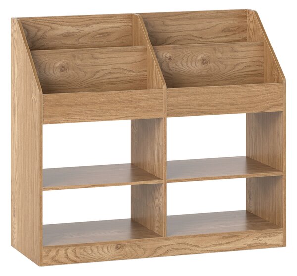 Costway Libreria per bambini a 4 livelli salvaspazio, Scaffale per libri e giocattoli con 4 cubi 4 scomparti aperti e anti-ribaltamento Naturale