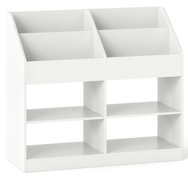 Costway Libreria per bambini a 4 livelli salvaspazio, Scaffale per libri e giocattoli con 4 cubi 4 scomparti aperti e anti-ribaltamento Bianco