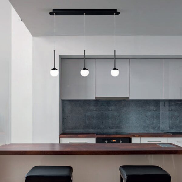 Sospensione Contemporanea Lollypop Rosone Rett. Metallo Nero Led 21W