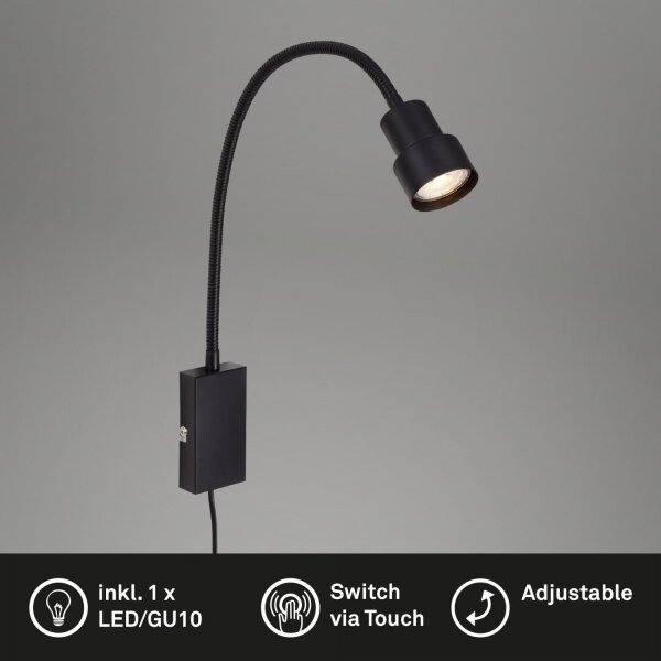 Briloner 2085-015 - Lampada da parete LED Touch TUSI 1xGU10/5W/230V nero