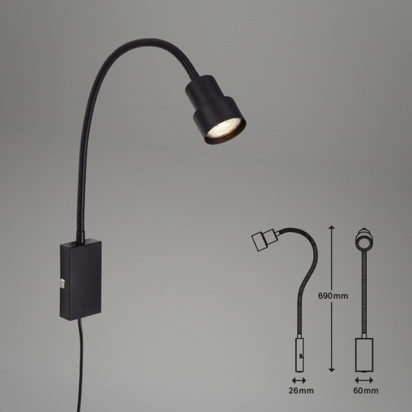 Briloner 2085-015 - Lampada da parete LED Touch TUSI 1xGU10/5W/230V nero