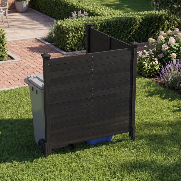 Costway Recinto da giardino in legno massello montaggio facile, Recinzione esterno a 2 pannelli schermo ventilato copri Nero