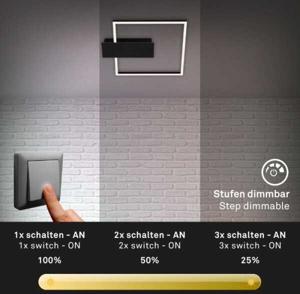 Briloner 3544-015 - Plafoniera LED dimmerabile NICO LED/12W/230V nero