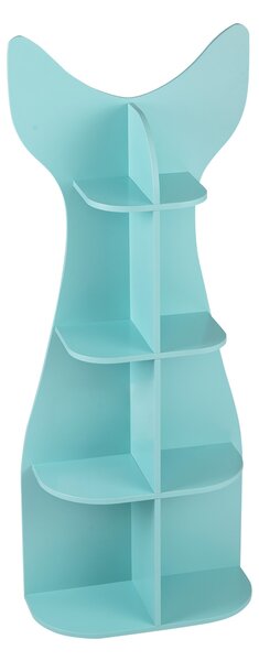 Costway Libreria montessori per bambini in legno, Scaffale portagiochi con 8 scomparti forma di corda di pesca Azzurro
