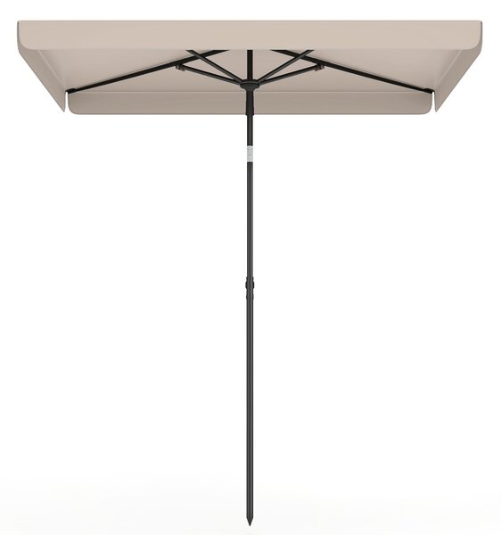 Costway Ombrellone da giardino con tetto inclinabile struttura in metallo e borsa portatile, Ombrellone rettangolare Beige