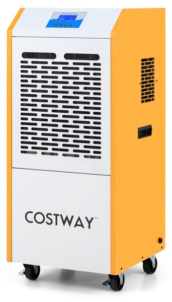 Costway Deumidificatore commerciale con ruote pompa tubo di scarico display led e timer 24h, Deumidificatore industriale professionale 90 l/giorno