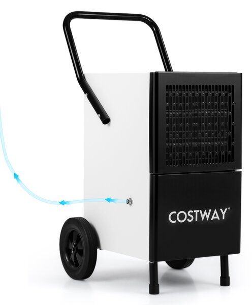 Costway Deumidificatore industriale 189 pinte con pompa integrata, Per spazi grandi fino a 70 m² portatile con ruote e maniglia