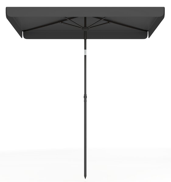 Costway Ombrellone da giardino con tetto inclinabile struttura in metallo e borsa portatile, Ombrellone rettangolare Grigio