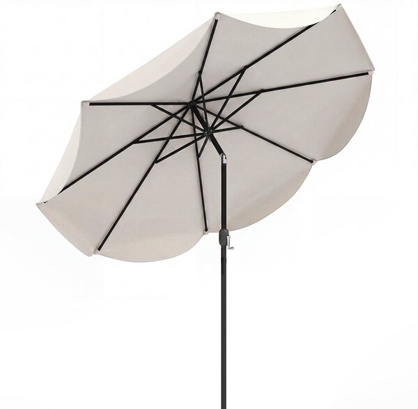Costway Ombrellone da giardino con 8 costole palo in metallo parte superiore ventilata e manovella, Ombrellone da esterno inclinabile 30° Beige