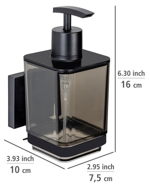 Dispenser di sapone in plastica autoportante nero 340 ml Quadro - Wenko