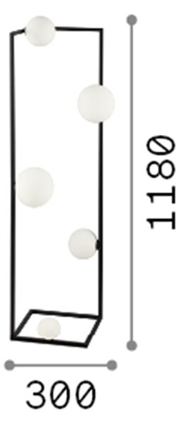 Piantana Industrial-Minimal Angolo Metallo Nero 5 Luci G9 3W 3000K Luce Calda