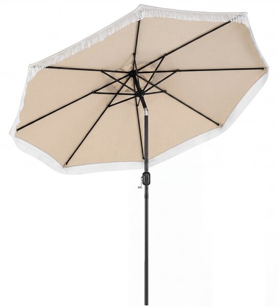 Costway Ombrellone da giardino con 8 costole palo in metallo manovella e parte superiore ventilata, Ombrellone da esterno inclinabile 30° Beige