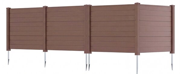 Costway 2*Recinzione decorativa in plastica per giardino a forma di l, Recinzione esterna privacy con pali zincati senza scavo Marrone