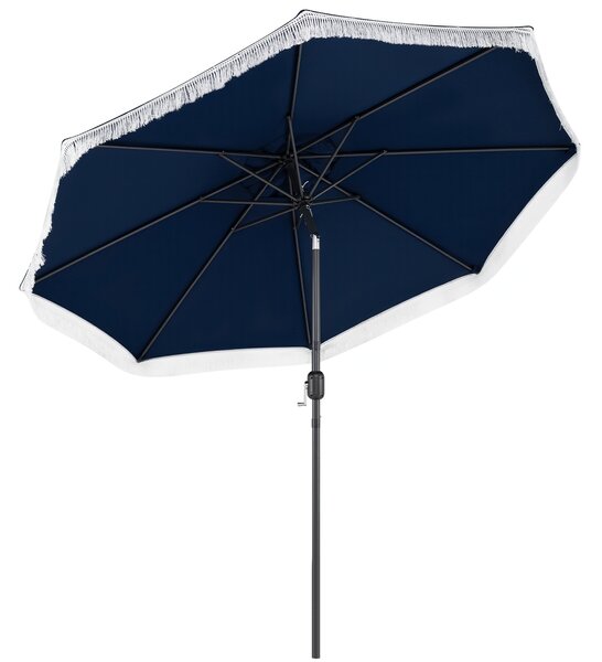 Costway Ombrellone da giardino con 8 costole palo in metallo manovella e parte superiore ventilata, Ombrellone da esterno inclinabile 30° Blu