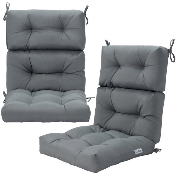 Costway 2*Cuscino per sedia alta con cinturini antiscivolo, Cuscini per sedia con patio esperienza di seduta confortevole Grigio