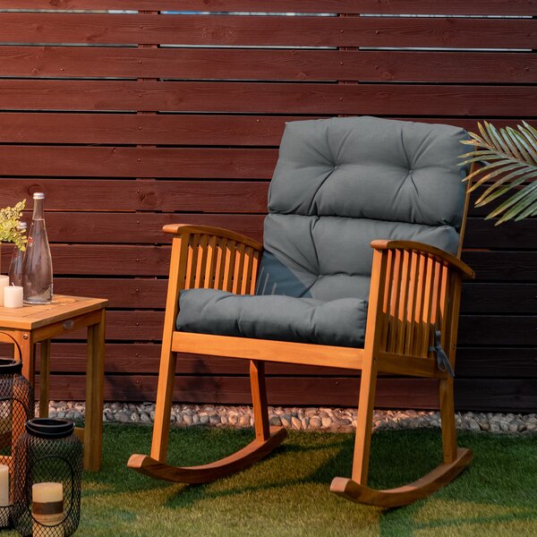 Costway 2*Cuscino per sedia alta con cinturini antiscivolo, Cuscini per sedia con patio esperienza di seduta confortevole Grigio