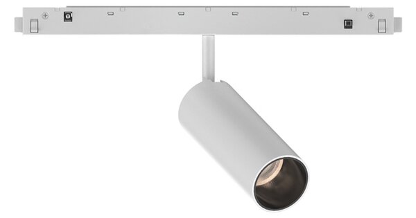 Faretto Binario Singolo On-Off Ego Alluminio Bianco 1 Luce 12W 3000K Luce Calda