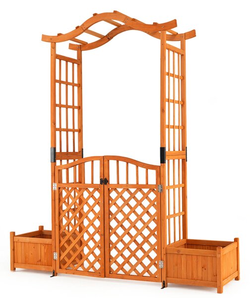 Costway Arco da giardino con fioriere traliccio tetto fori di drenaggio e fondo rimovibile, Letto da giardino per matrimonio e festa
