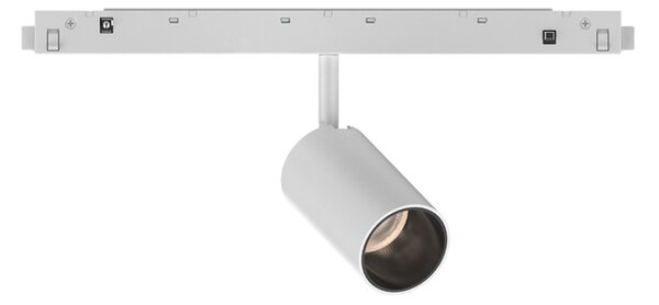 Faretto Binario Singolo On-Off Ego Alluminio Bianco 1 Luce 8W 3000K Luce Calda