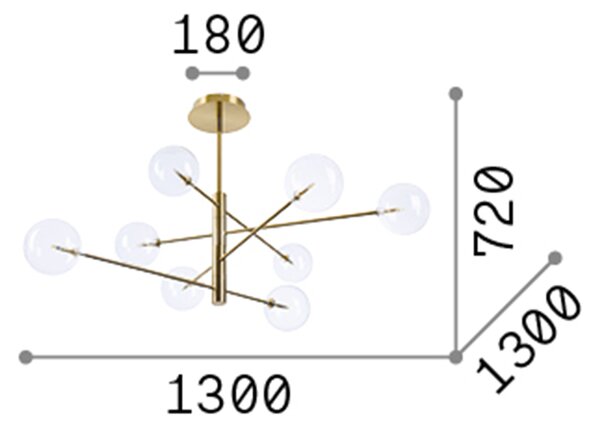 Sospensione Contemporanea Equinoxe Metallo Cromo 8 Luci 2W 3000K Luce Calda