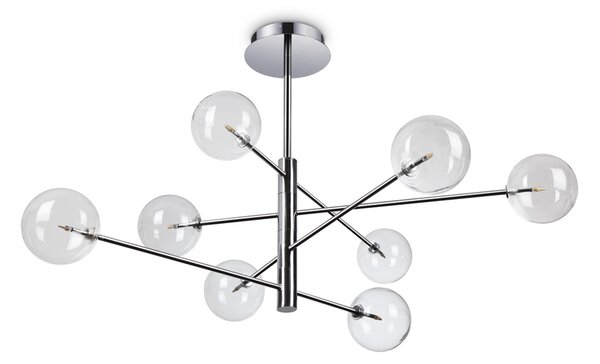 Sospensione Contemporanea Equinoxe Metallo Cromo 8 Luci 2W 3000K Luce Calda