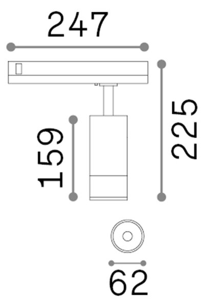 Proiettore Cilindrico Dali Eos Alluminio-Plastiche Bianco Led 15W 3000K