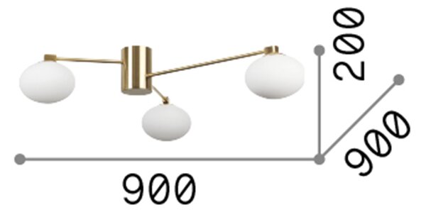 Plafoniera Contemporanea Hermes Metallo Ottone 3 Luci G9 3W 3000K Luce Calda