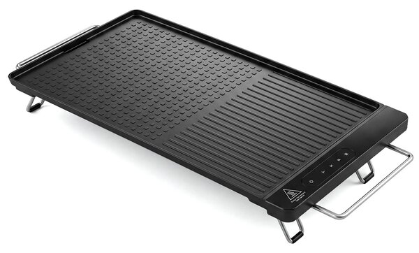 Costway 1300w Piastra elettrica con temperatura regolabile termostato manici retrattili e gambe pieghevoli, Piastra grill elettrica