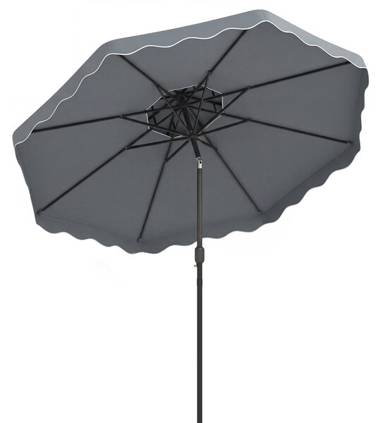 Costway Ombrellone da giardino con 8 costole palo in metallo, Ombrellone da esterno inclinabile 30° 3 x 2,6 m Grigio