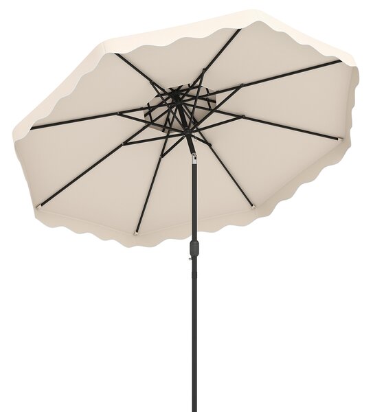 Costway Ombrellone da giardino con 8 costole palo in metallo, Ombrellone da esterno inclinabile 30° 3 x 2,6 m Beige