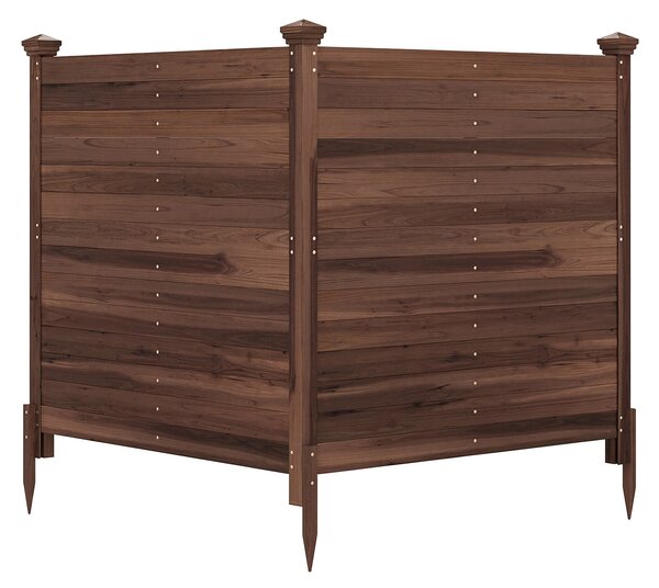 Costway Recinto da giardino in legno massello montaggio facile, Recinzione esterno a 2 pannelli schermo ventilato copri Marrone