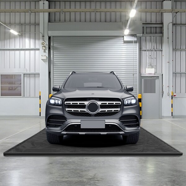 Costway Tappeto per garage per riparazione auto impermeabile con raschietto per pavimenti, Adatto per SUV di media grandezza Nero L