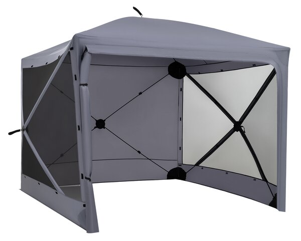 Costway Gazebo da giardino con 2 pareti laterali removibili telaio in fibra di vetro 2 borse e 11 picchetti, Gazebo pop-up da esterno