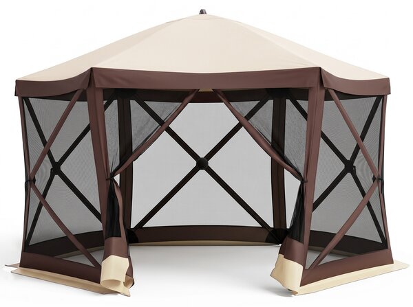 Costway Gazebo da giardino con telaio in fibra di vetro pareti in rete 2 borse e 11 picchetti, Gazebo da esterno pieghevole L