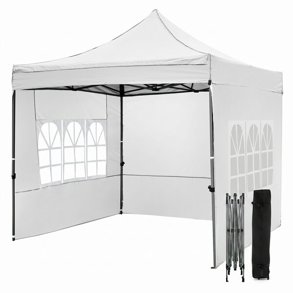 Costway Gazebo da esterno pieghevole 3 x 3 m con pareti rimovibili 4 sacchi di sabbia e borsa, Gazebo regolabile in altezza