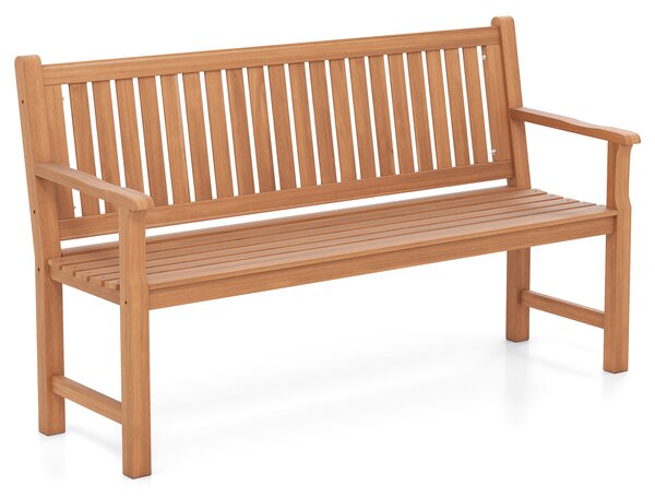 Costway Panchina da giardino con schienale e braccioli di sostegno, Panche di legno massello a 3 posti design ergonomico Giallo