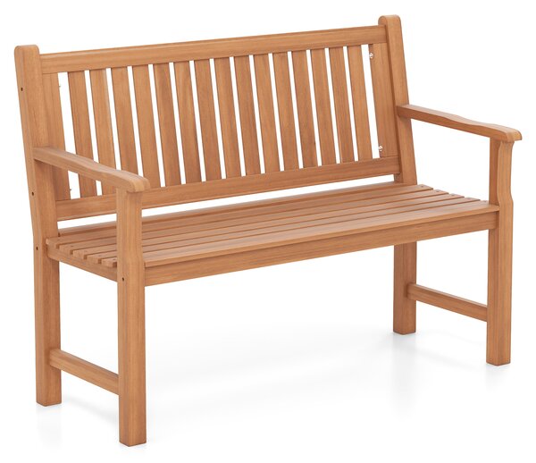 Costway Panchina da giardino con schienale e braccioli di sostegno, Panche di legno massello a 2 posti design ergonomico Giallo