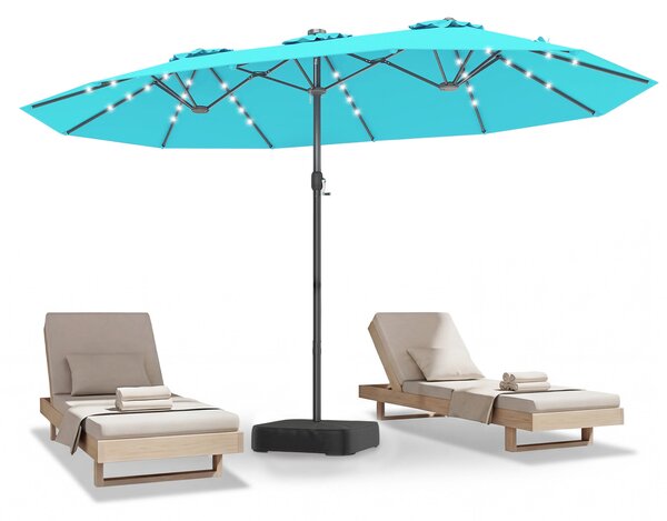 Costway Ombrellone a doppio lato con 48 luci LED solari da 470cm, Ombrello da patio con pannello solare auto-caricante Verde
