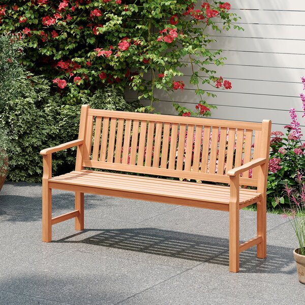 Costway Panchina da giardino con schienale e braccioli di sostegno, Panche di legno massello a 3 posti design ergonomico Giallo