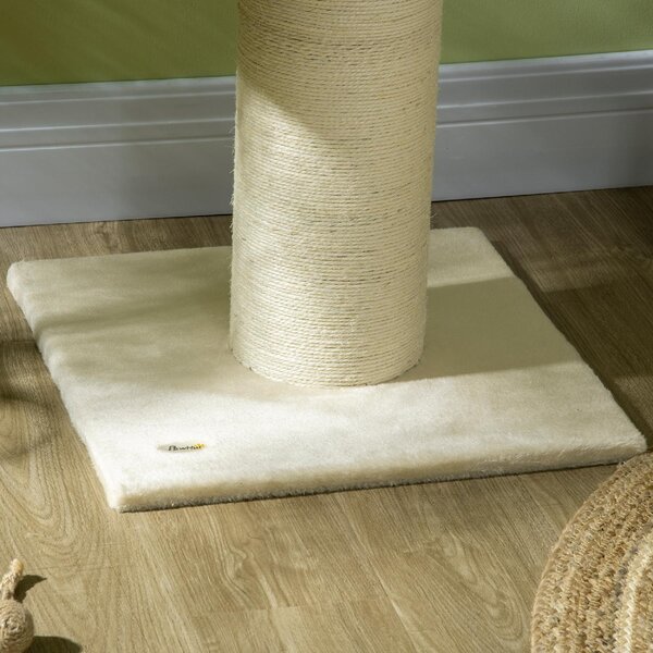 AllMyPets Albero Tiragraffi per Gatti Alto 105 cm con Palo Graffiatoio in Sisal Cestino Pallina Sospesa in Peluche colore Beige