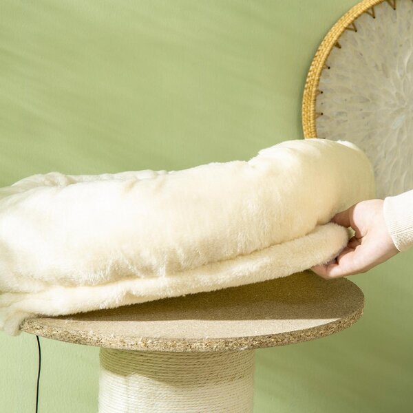 AllMyPets Albero Tiragraffi per Gatti Alto 105 cm con Palo Graffiatoio in Sisal Cestino Pallina Sospesa in Peluche colore Beige