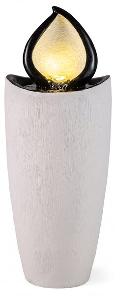 Costway Fontana da giardino 92 cm effetto pietra sistema di acqua circolante, Fontana decorativa con pompa e 4 luci led da esterno