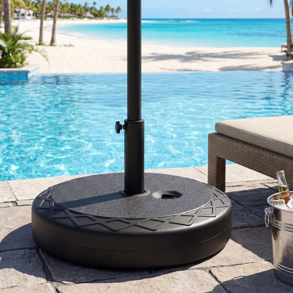 Costway Base ombrellone da giardino con acqua e sabbia 52 kg, Supporto rotondo con maniglia e manopola regolabile