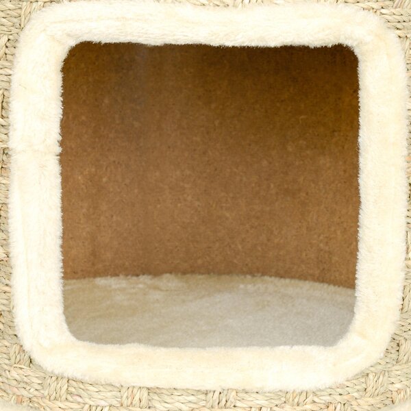 AllMyPets Albero Tiragraffi per Gatti Alto 37 cm a 2 Livelli con Nicchia e Corda in Sisal Fino a 5 kg colore Cachi