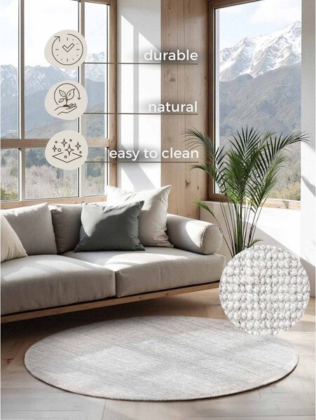Tappeto rotondo grigio chiaro in iuta reversibile/tessuto a mano ø 200 cm Bouclé Jaipur – Hanse Home