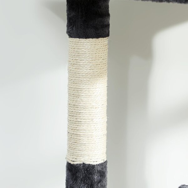 AllMyPets Albero Tiragraffi per Gatti Alto con Casette e Amache 60x60x200 cm colore Grigio Scuro