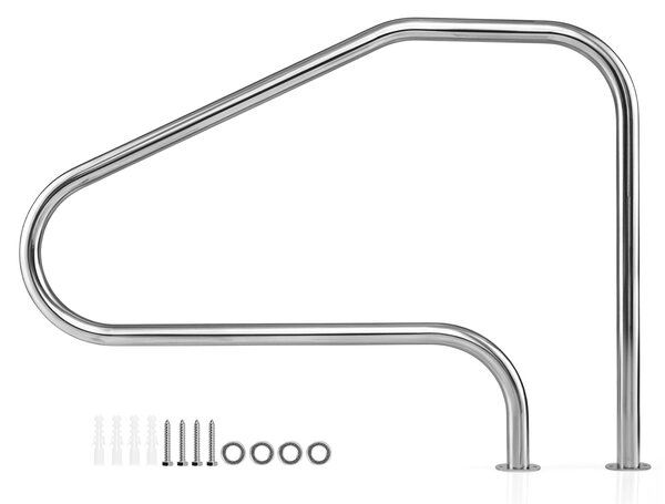 Costway Corrimano per piscina in acciaio inox max 180 kg montaggio facile, Ringhiera di sicurezza con base separata accessori inclusi