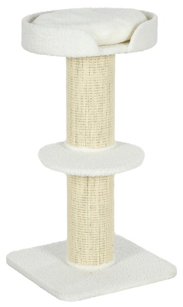 AllMyPets Albero Tiragraffi per Gatti con Lettino Rivestimento Peluche e Palo in Sisal 45x45x91 cm colore Crema