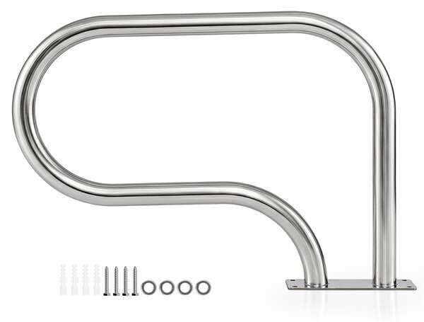 Costway Corrimano per piscina in acciaio inox montaggio facile, Ringhiera di sicurezza con base separata accessori inclusi 82,5 x 57 cm