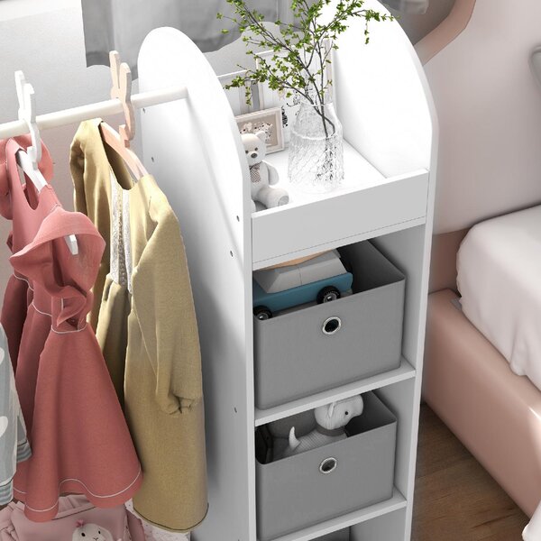 DecHome Appendiabiti per Bambini 3-8 Anni con Ripiani Asta Appendiabiti e Specchio Capacit 30 kg colore Bianco